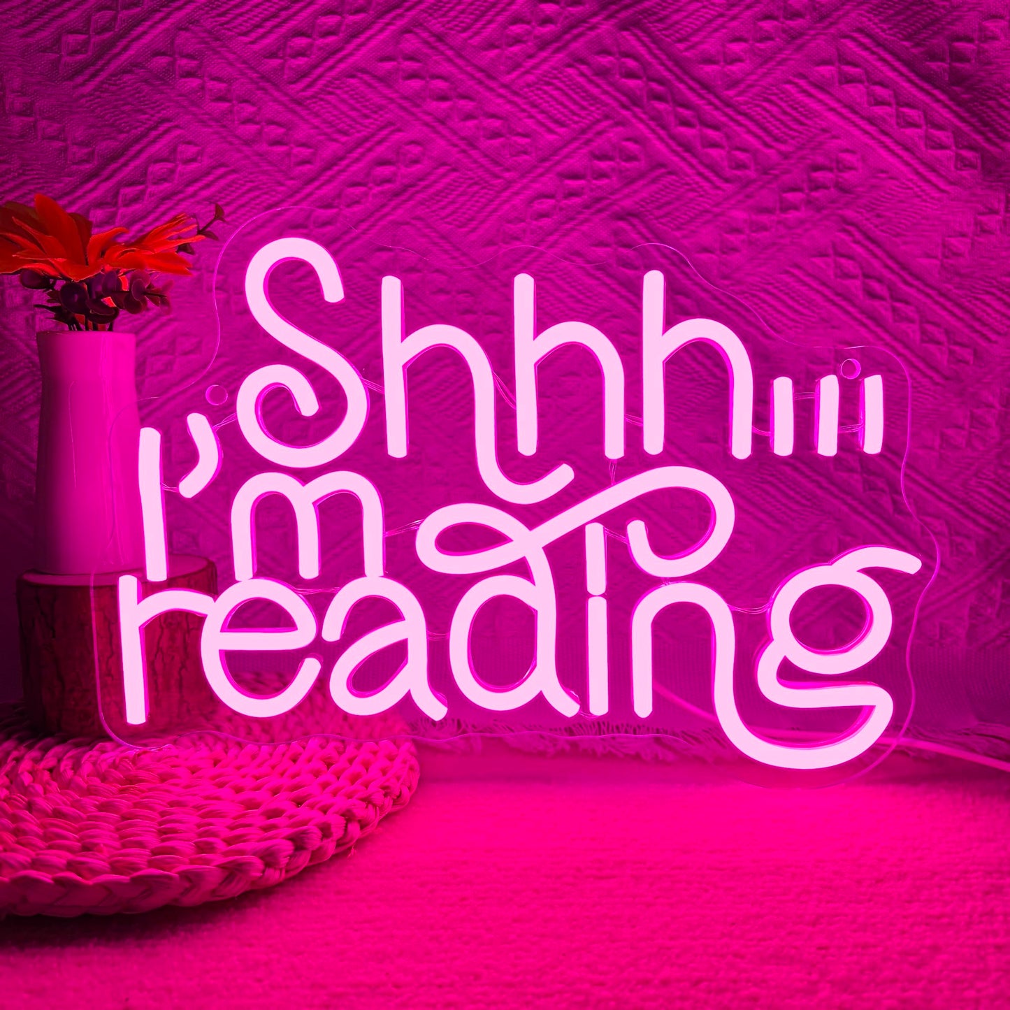 Shhh Im Reading Neon Sign, Dimmable Classroom Neon Light Sign, School Supplies Backdrop Wall Decor, Reading Wall Library Hangin