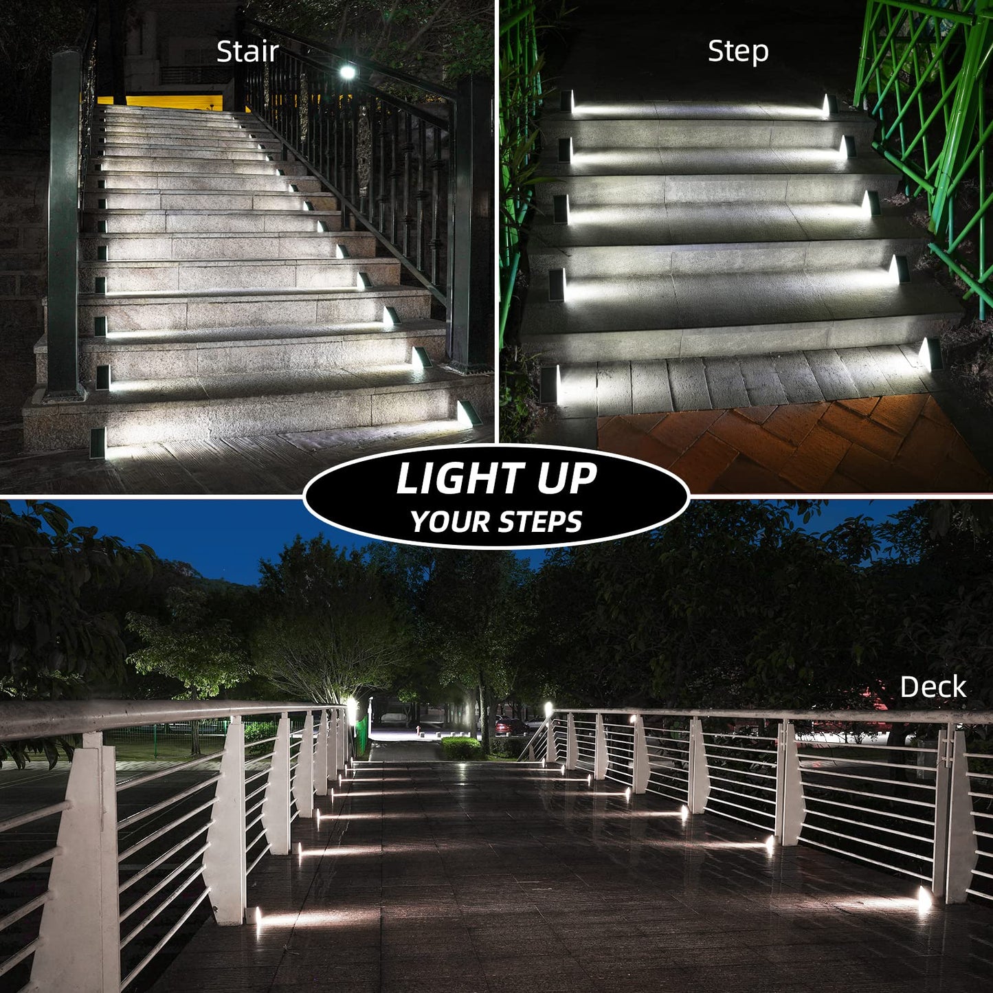 Niorsun Solar Step Lights - 12 Pack Cool White Waterproof Stair Lights, Ip67, Auto On/Off For Outdoor Patio, Yard, Deck Decor