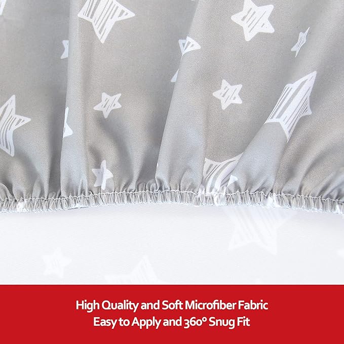Pack and Play Sheets, 2 Pack Mini Crib Sheets, Stretchy Playard Fitted Sheet, Compatible with Graco Pack n Play, Soft and Breathable Material, Stars & Bunny