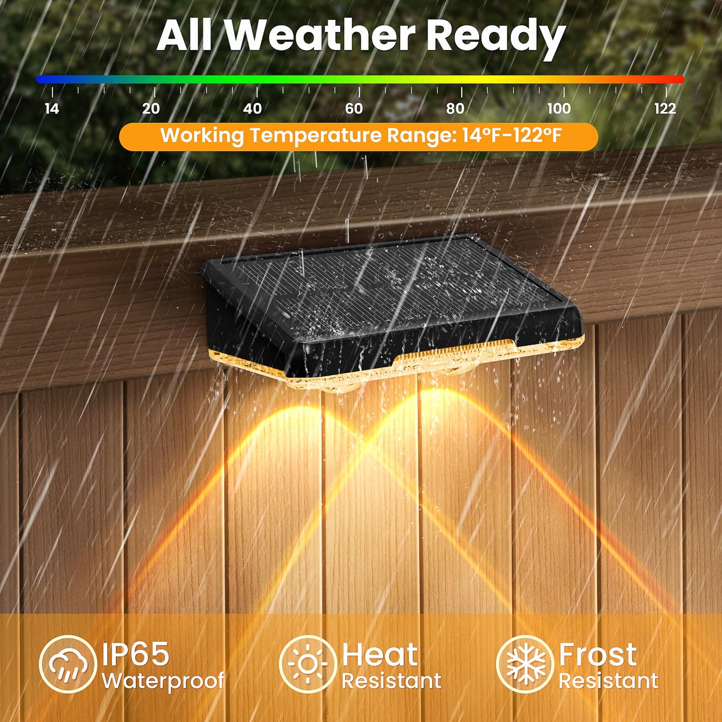Apilab Solar Fence Lights Outdoor 8 Pack - 3 Modes (Warm/Neutral/Cool White)  Fence Lights Solar Powered For Outside  Ip65 Waterproof  Deck Lighting For Wall  Step  Patio  Pathway  Stairs