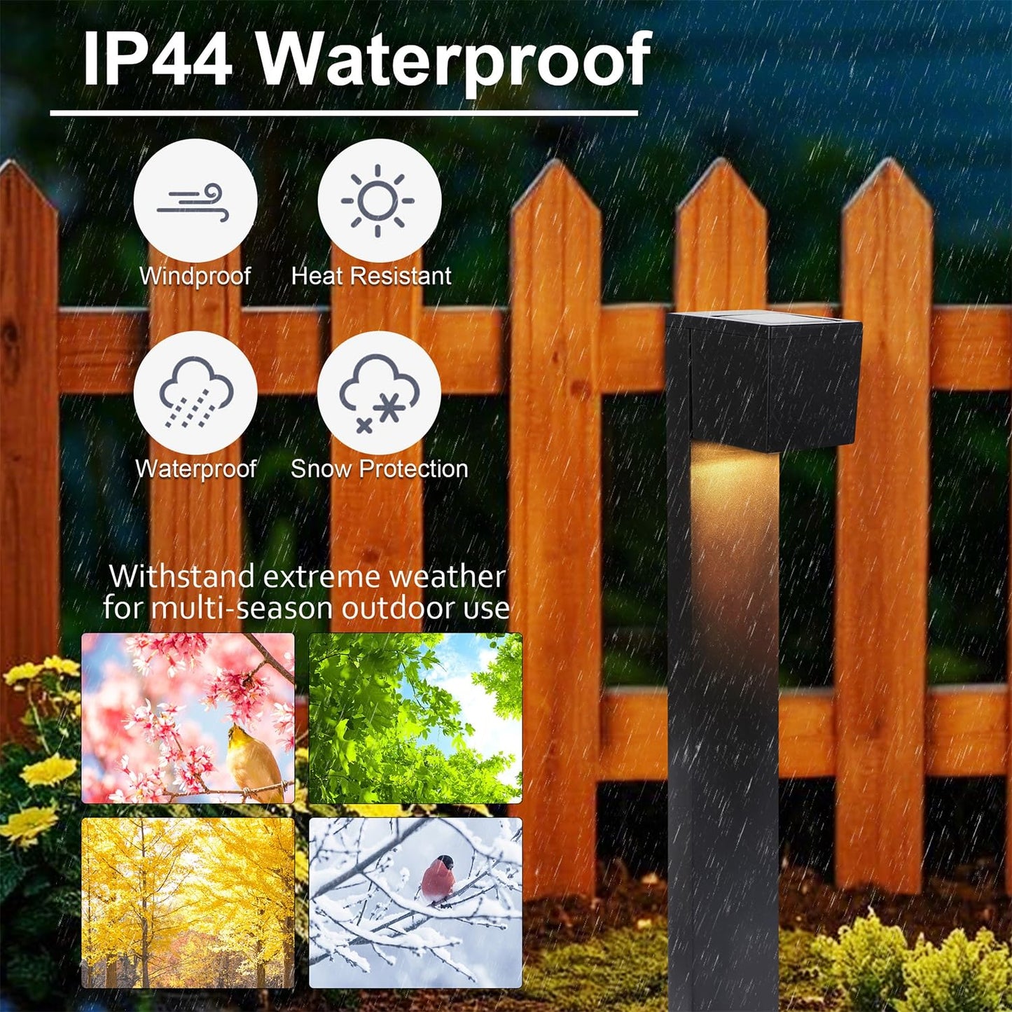 Dynaming Solar Pathway Lights, Waterproof Auto On/Off, 6 Pack, Black, Model DC23551-6, Ideal for Garden and Landscape Decor