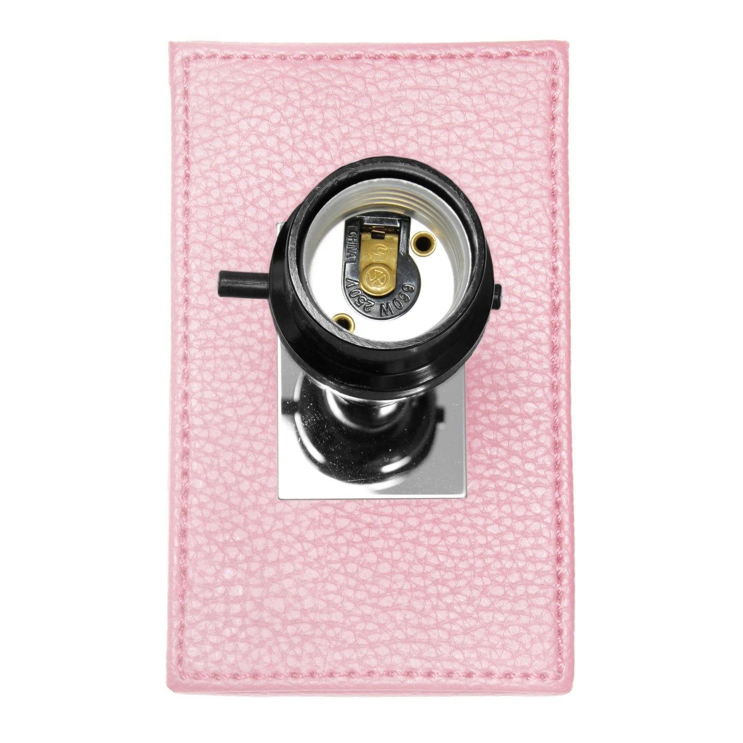 LALIA HOME Leather Base Bedside Table Lamp, 21in, Pink, White Fabric Shade, Model LHT-3008