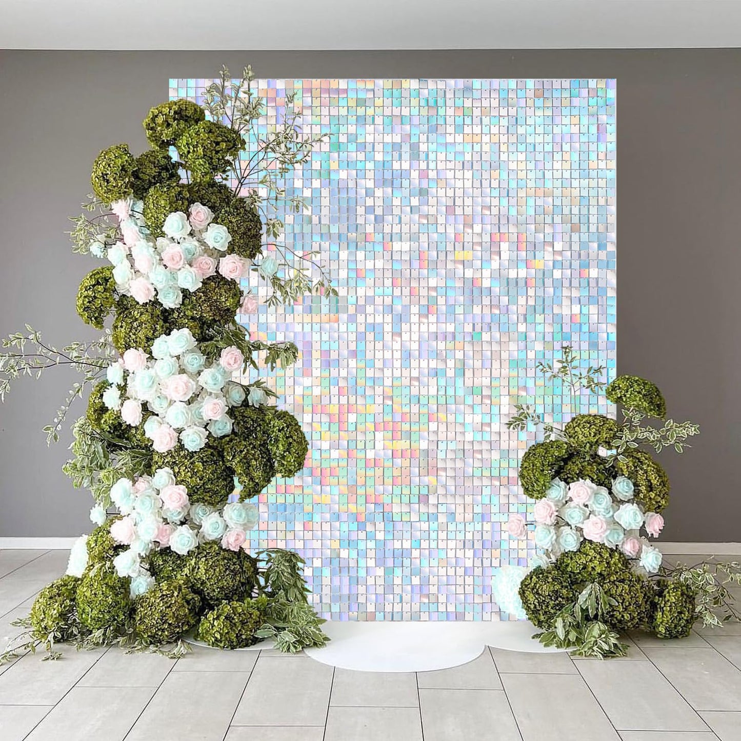 Rainbow Silver Shimmer Wall Backdrop 6Ftx4Ft Sequin Photo Backdrop Sparkly Backgrounds For Wedding Birthday Baby Shower Disco St