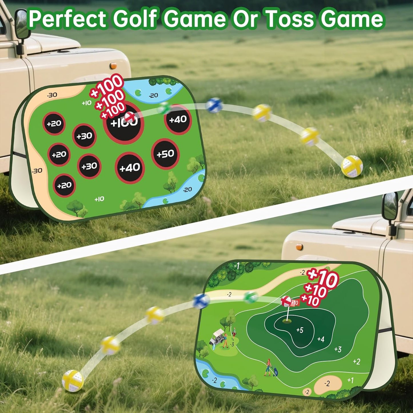 Golf Chipping Game Set - Double-Sided Sticky Golf Game with Club,Turf Mat, 20 Sticky Balls & 3 Tees, Portable Yard Golf Game for Indoor Outdoor Golf Practice Mat, for Men & Golf Lovers