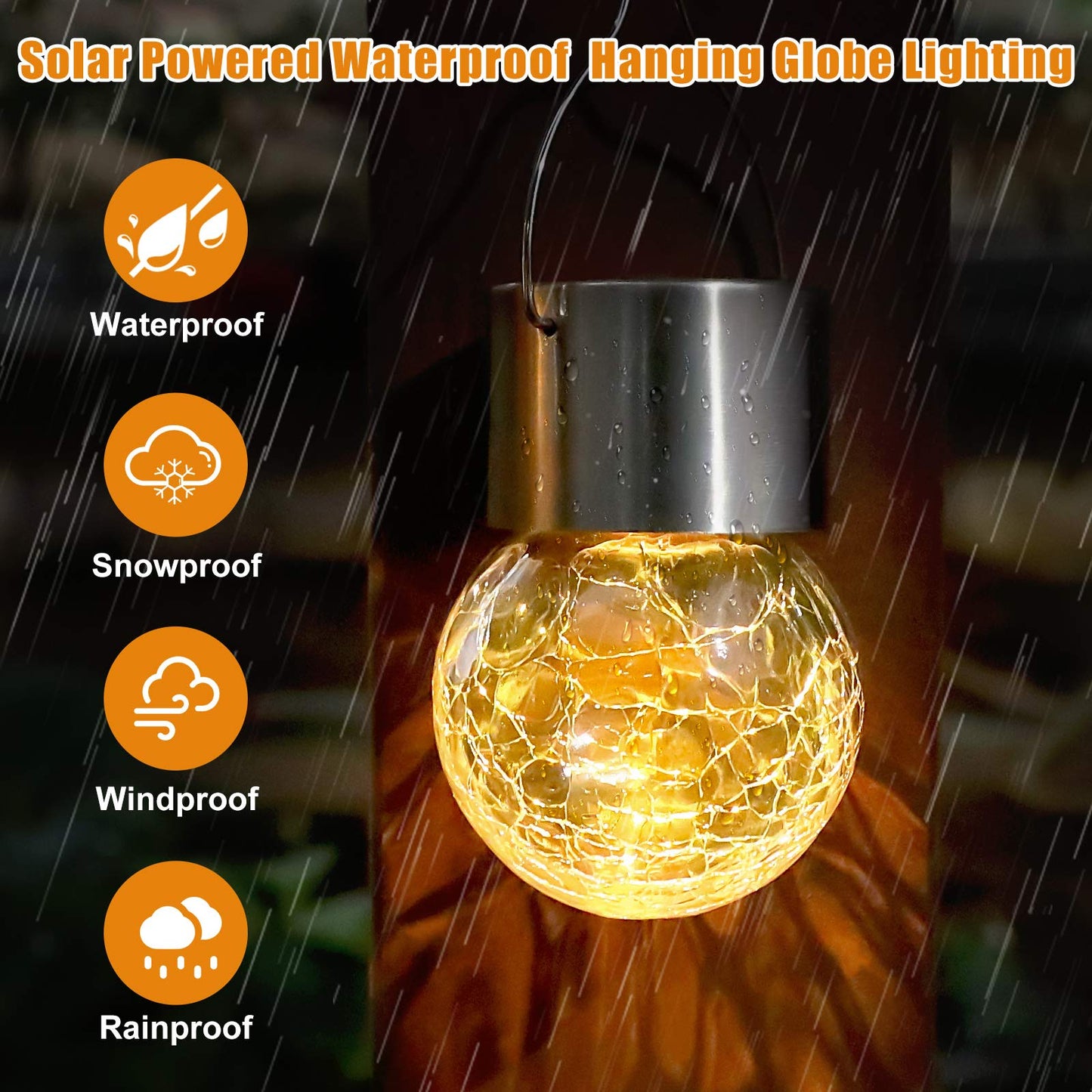 Bosceos 12-Pack Hanging Solar Lights - Waterproof  ed Glass Led Globes, Warm White For Garden Patio Christmas Decoration