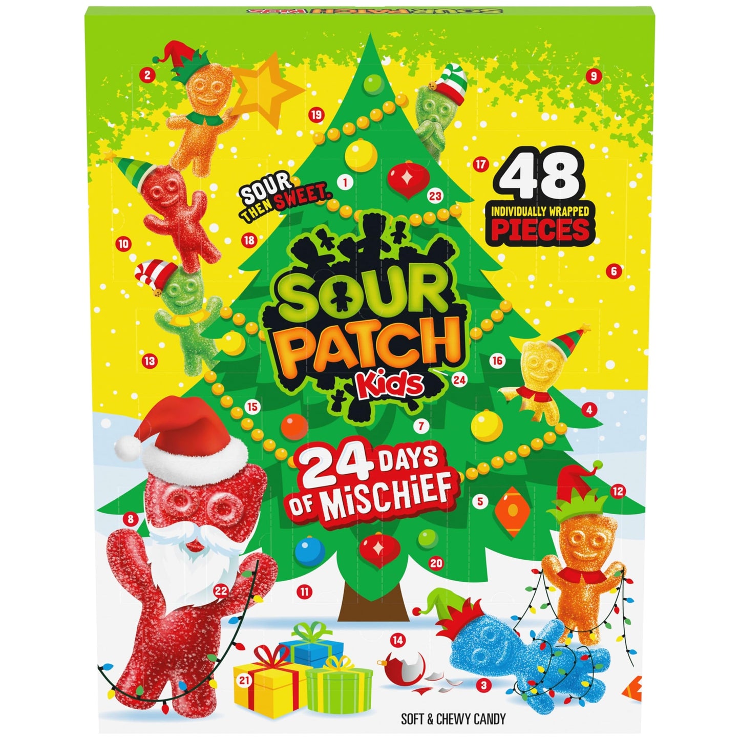SOUR PATCH KIDS Big Kids Soft & Chewy Candy Holiday Advent Calendar  24 Days (48 Pieces of Candy)