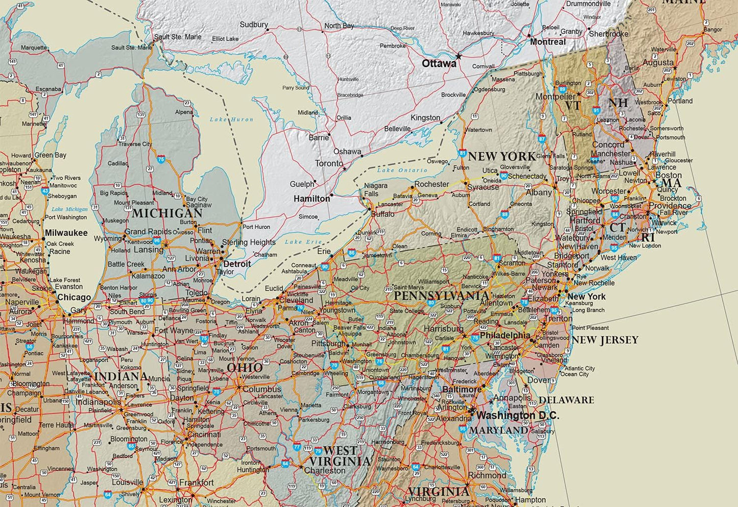24x36 United States, USA Contemporary Premier Wall Map Poster (24x36 PAPER)