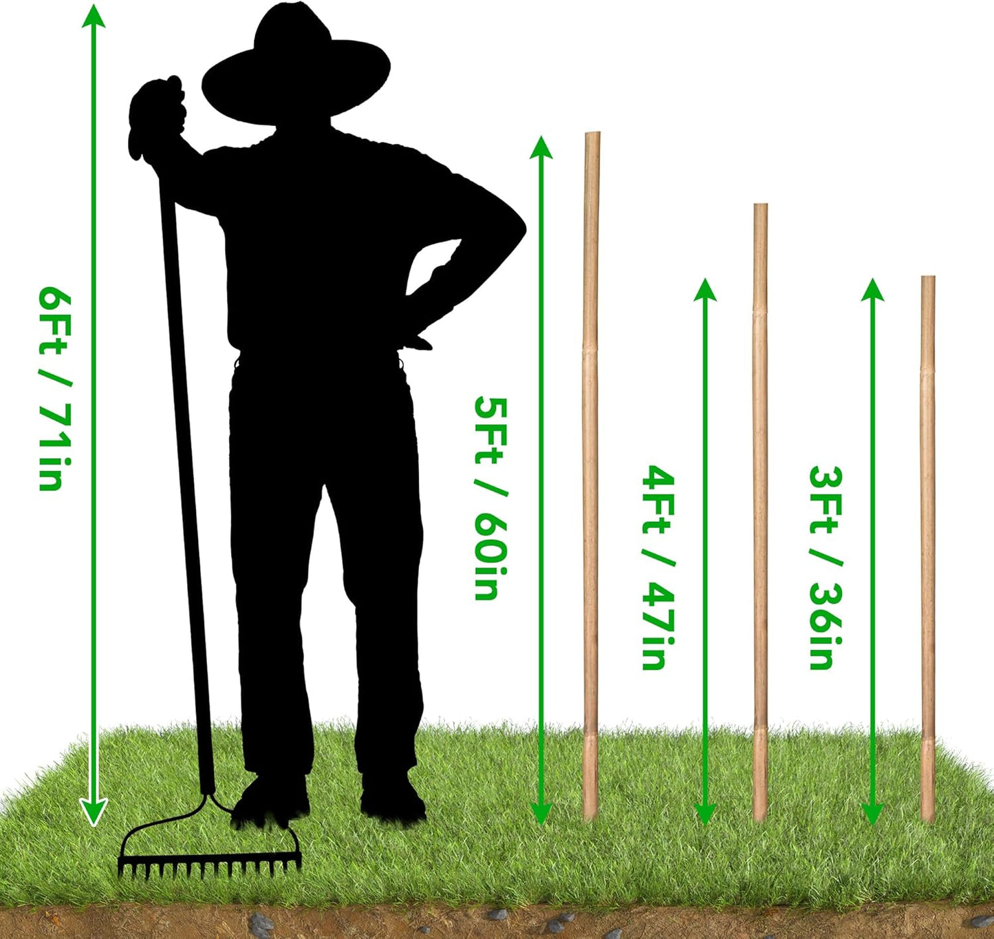 SWANGSA 40 Pack Bamboo Stakes for Plant 3 Feet,Bamboo Sticks Plant Support Garden Stakes Poles with 200pcs Twist Ties for Tomatoes, Beans, Flowers, Potted Plants, Indoor and Outdoor Climbing Plants