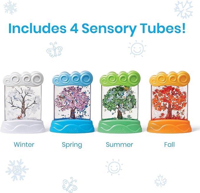 hand2mind Changing Seasons Sensory Tubes, Sensory Fidget Tubes, Learning Weather for Kids, Anxiety Calming Tools, Occupational Therapy Toys, Calm Down Corner Supplies (Set of 4) (95385)