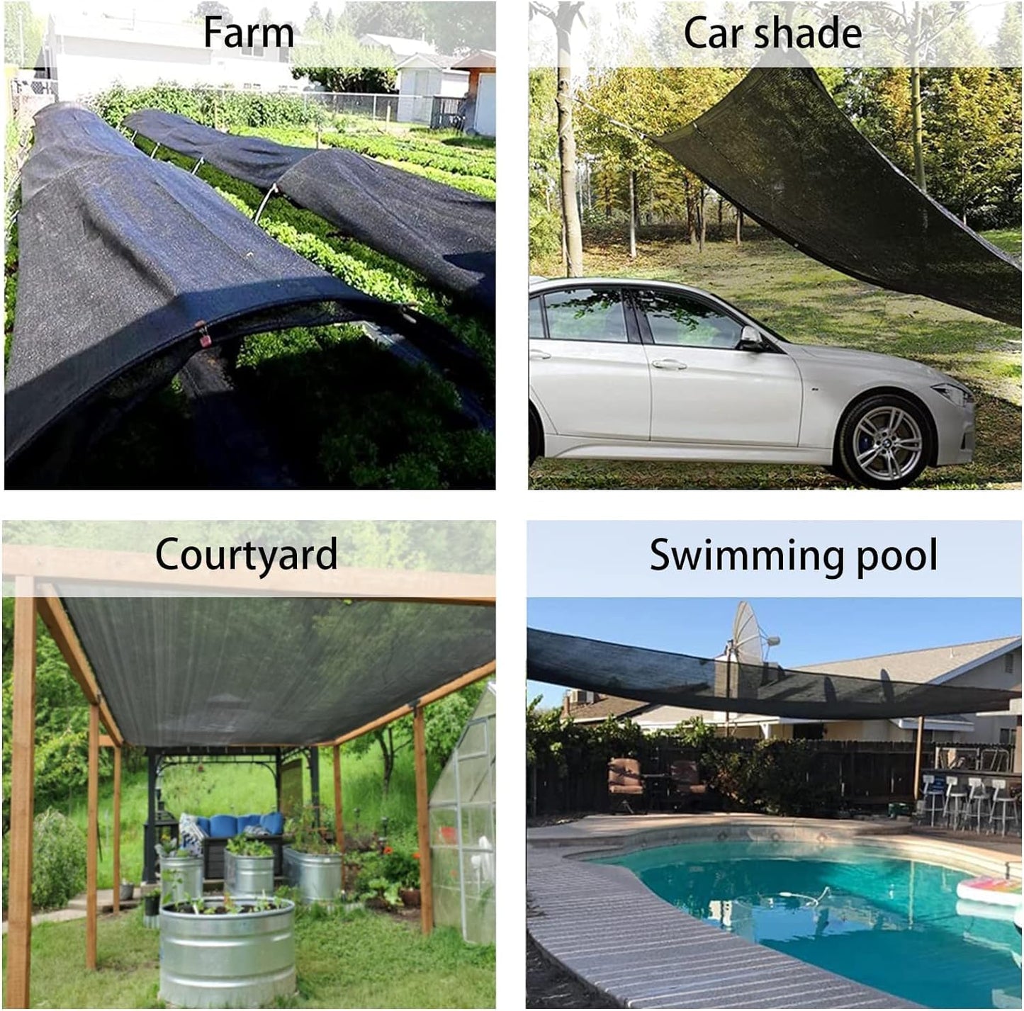LOVE STORY 6.5x6.5FT 55% Black Shade Cloth Sun Shade Net with Grommets Sunblock Net Mesh Tarp for Garden,Plants Cover,Greenhouse and Patio