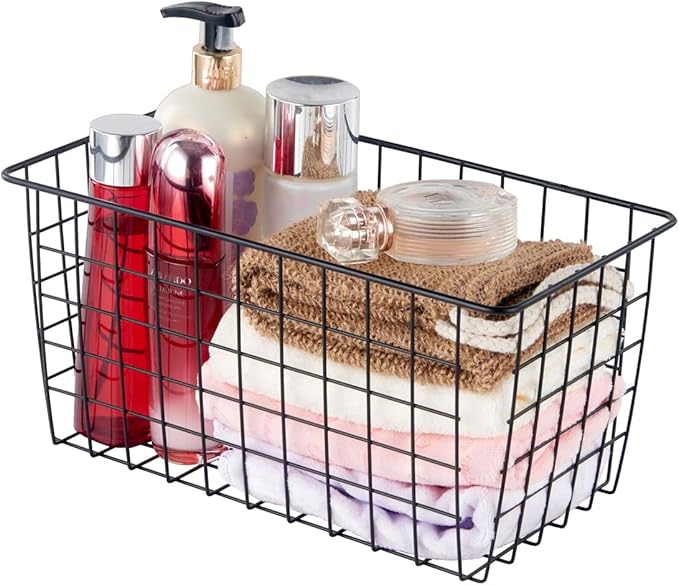 3 Pack【Extra Large】Hanging Kitchen Basket,Wire Storage Basket,with Traceless Tape and High-Strength Nylon Hooks,no Drilling,for Cabinet Storage,Kitchen,Bathroom,Storage Room,large capacity