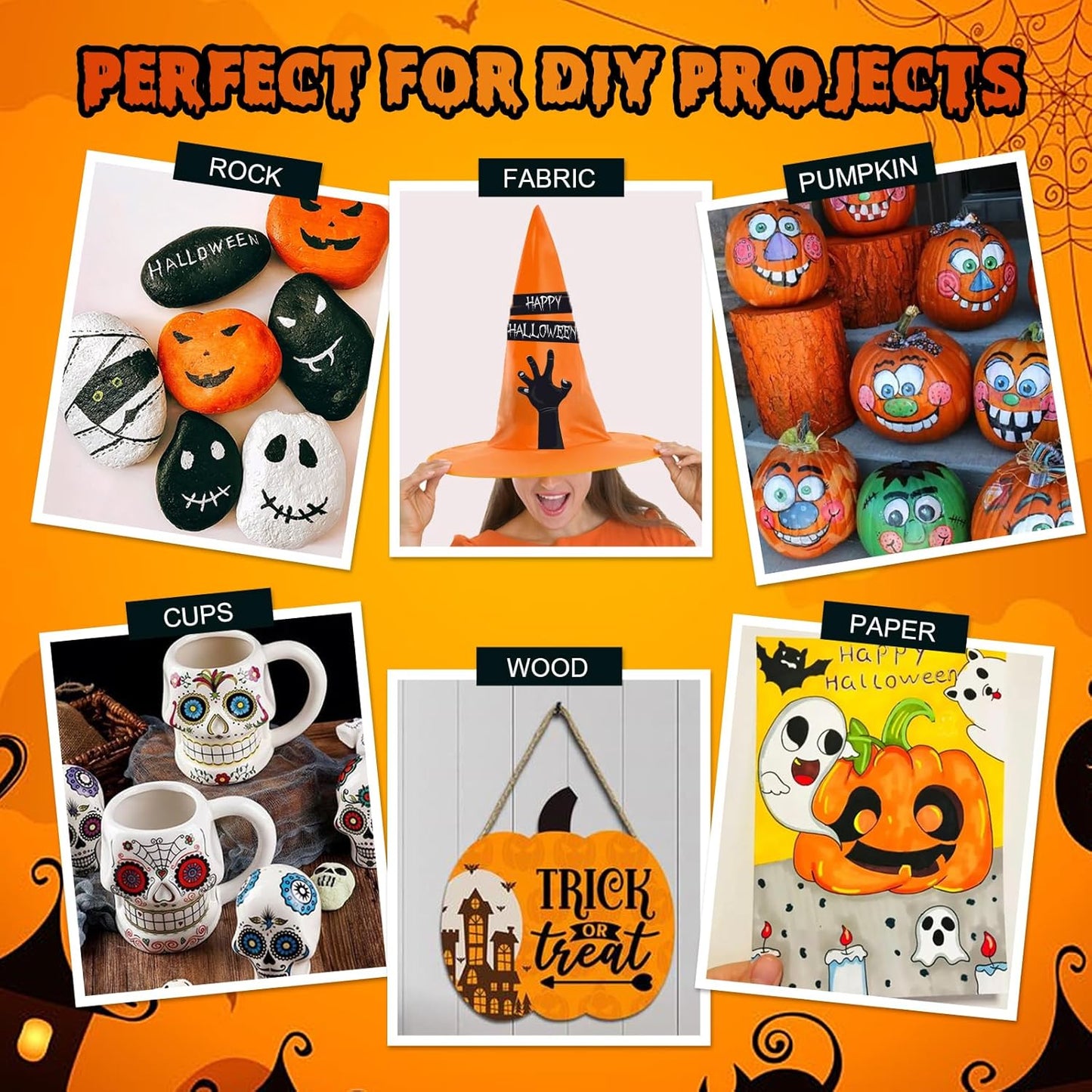 Betem 60 Colors Dual Tip Acrylic Paint Pens Markers, Premium Acrylic Paint Pens for Halloween Decorations, Wood, Canvas, Stone, Rock Painting, Glass, Ceramic Surfaces, Pumpkin Painting Kit DIY Crafts