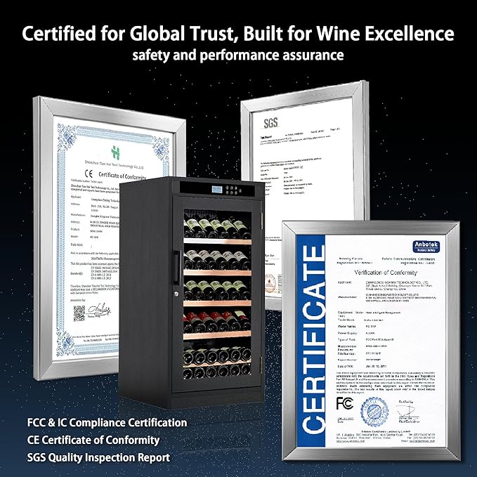 69 Bottles Grape Wine Refrigerator, Freestanding/Built-in Wine Fridge, LED Touch Screen, Intelligent Temperature-Controlled, 7.6 cu.ft. Multi-Tiered Cabinet 6 Removable Shelves, Black
