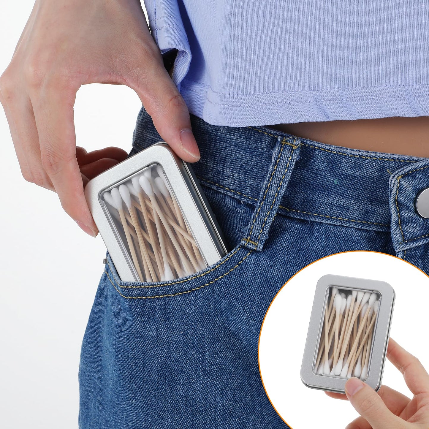2 Pcs Cotton Swab Holder For Travel Qtips Case With Dustproof Lid Empty Metal Cotton Ball Holder Portable Small Dental Travel Fl