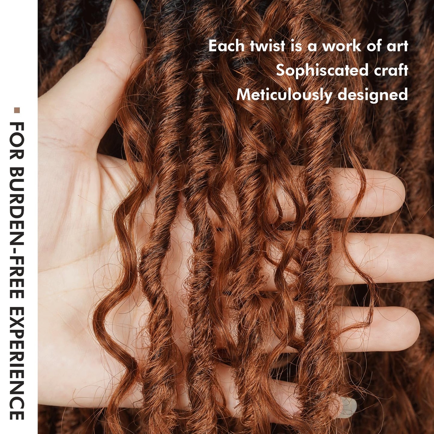 Toyotress Boho Human Hair Locs - 20 Inch 8 Packs Pre-Looped Crochet Locs With Human Hair Curls, Ombre Brown Braiding Hair Extens