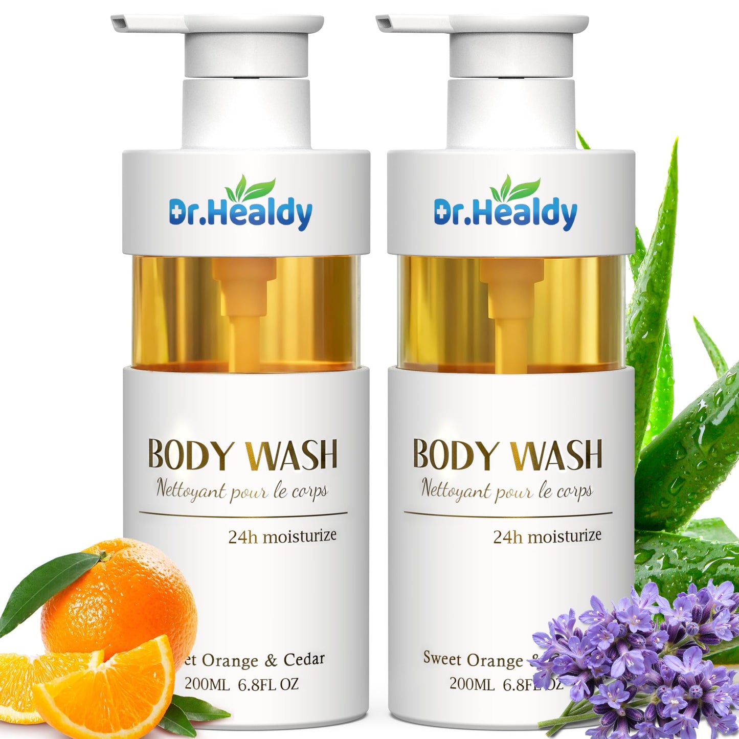 Dr.Healdy Body Wash with Pump Relaxing Citrus & Cedar,Healthy-Looking Skin Gentle Skin Cleanser with 24hr Moisturizing,Paraben a