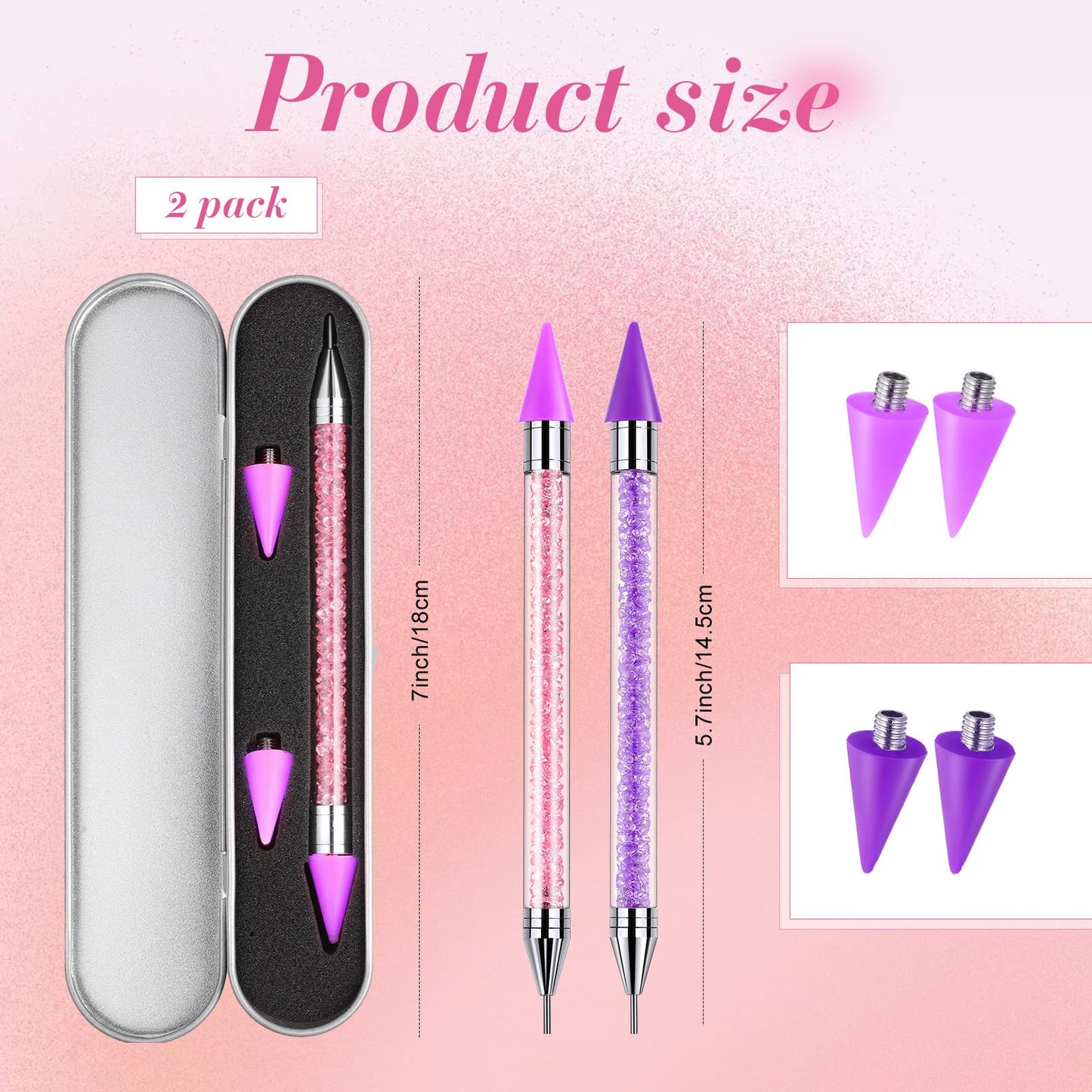 Tatuo 2 Pcs Nail Rhinestone Picker Tool Dual Ended Wax Pen Gem Picker Tool Dotting Pen for Nail Art DIY Rhinestones Dotting Gems