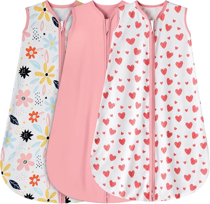 BSTOPPT 3 Pack Baby Sleep Sack 0-6 Months 100% Rayon Cotton Baby Sleeping Bag 2-Way Zipper Toddler Wearable Blankets Comfy...