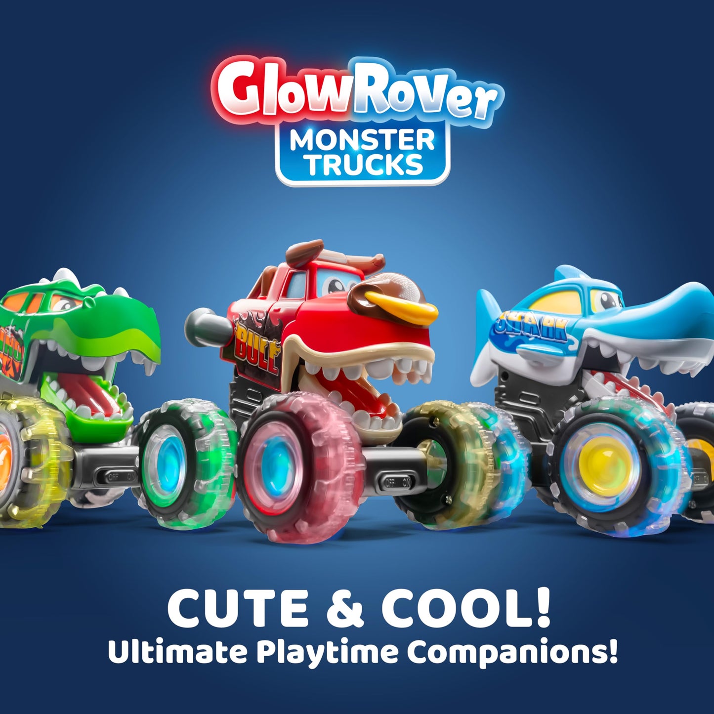JOYIN 3 Pack Monster Truck Toy - Motion Activated Light-Up Cars for Toddlers - Monster Treads Lightning Wheels - Baby Toy Present - Press & Go Cars for Boys Girls Birthday Gifts