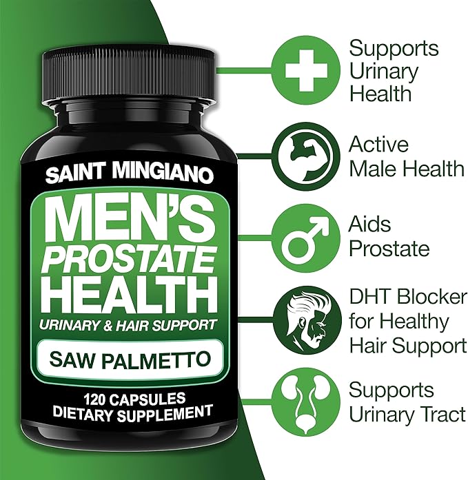 Men's Prostate Health Supplement - 120 Capsules of Advanced Prostate Support for Men with Saw Palmetto, Supporting Urinary Function and Hair Health – 3 Months Supply of Natural Herbal Supplements