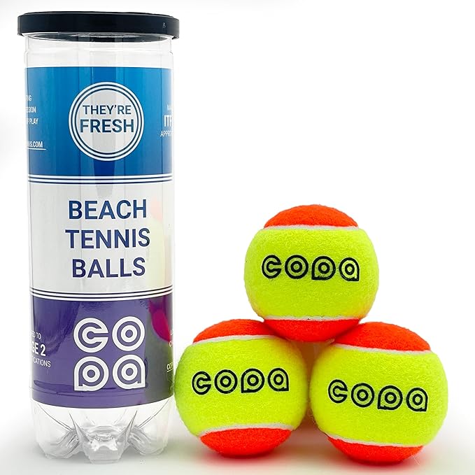 Beach Tennis Balls Pack of 3 Copa ITF Stage 2 Approved Specification Low Compression Balls Pressurized Reusable Plastic Te...