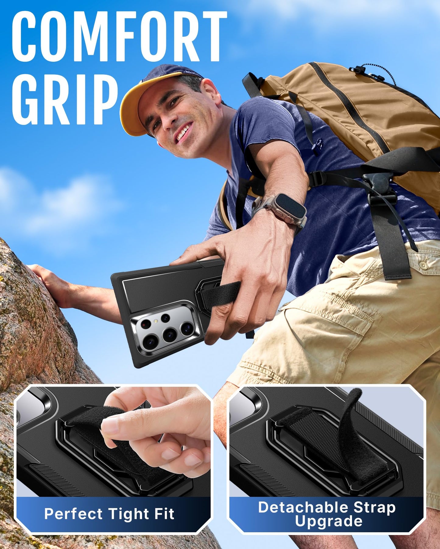 Shields Up For Samsung Galaxy S23 Ultra Case With Stand (Two-Way Stand & Finger Strap), Galaxy S23 Ultra Phone Grip Case With Do