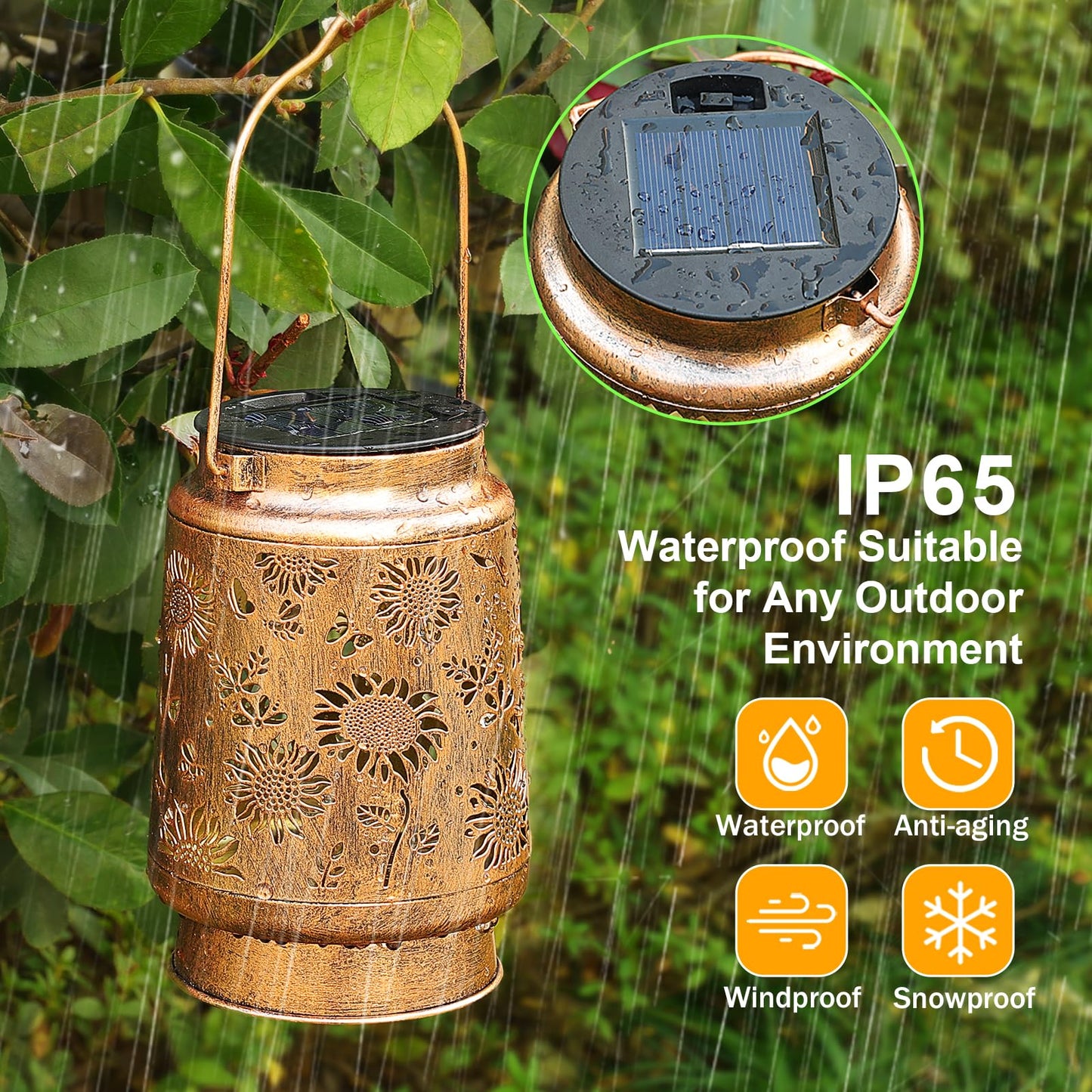 Sunflower Solar Lanterns Garden Decor  Birthday Gifts For Women Mom Grandma Christmas  Metal Hanging Solar Lights Outdoor Waterproof Led Decoration With Shepherd Hook Outside For Garden Yard Patio