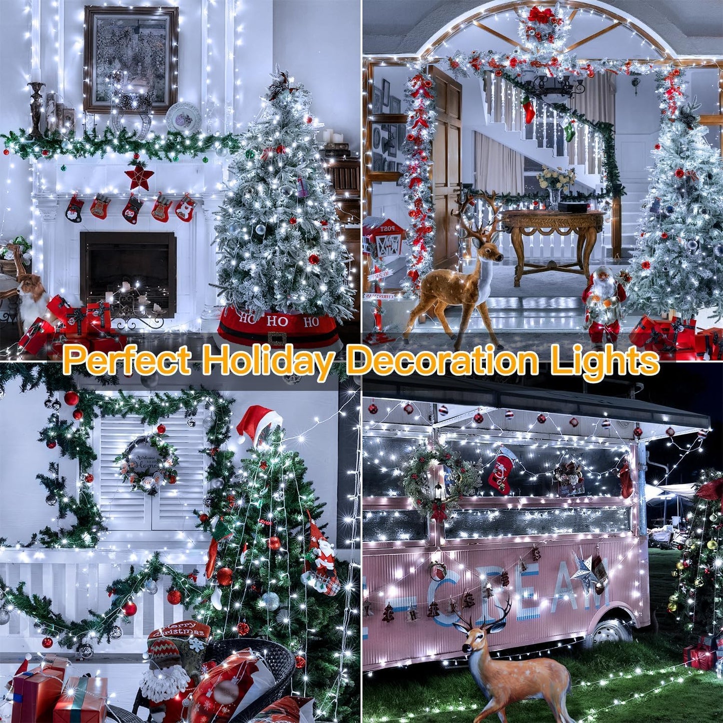 Ollny 400Led Christmas Lights Outdoor, Cool White Fairy String Lights With Remote, 8 Modes, 131Ft For Indoor/Outdoor Decorations