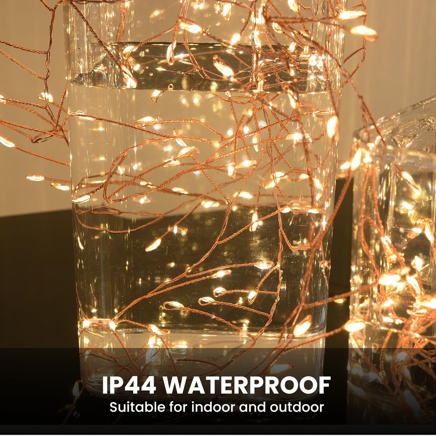 Dailyart Fairy Lights Plug In  2000 Led Twinkle String Light With Remote 130Ft Waterproof 8 Modes Warm Cluster Lights With Timer For Bedroom Wreath Window Wedding Christmas Tree Decoration Gold Wire
