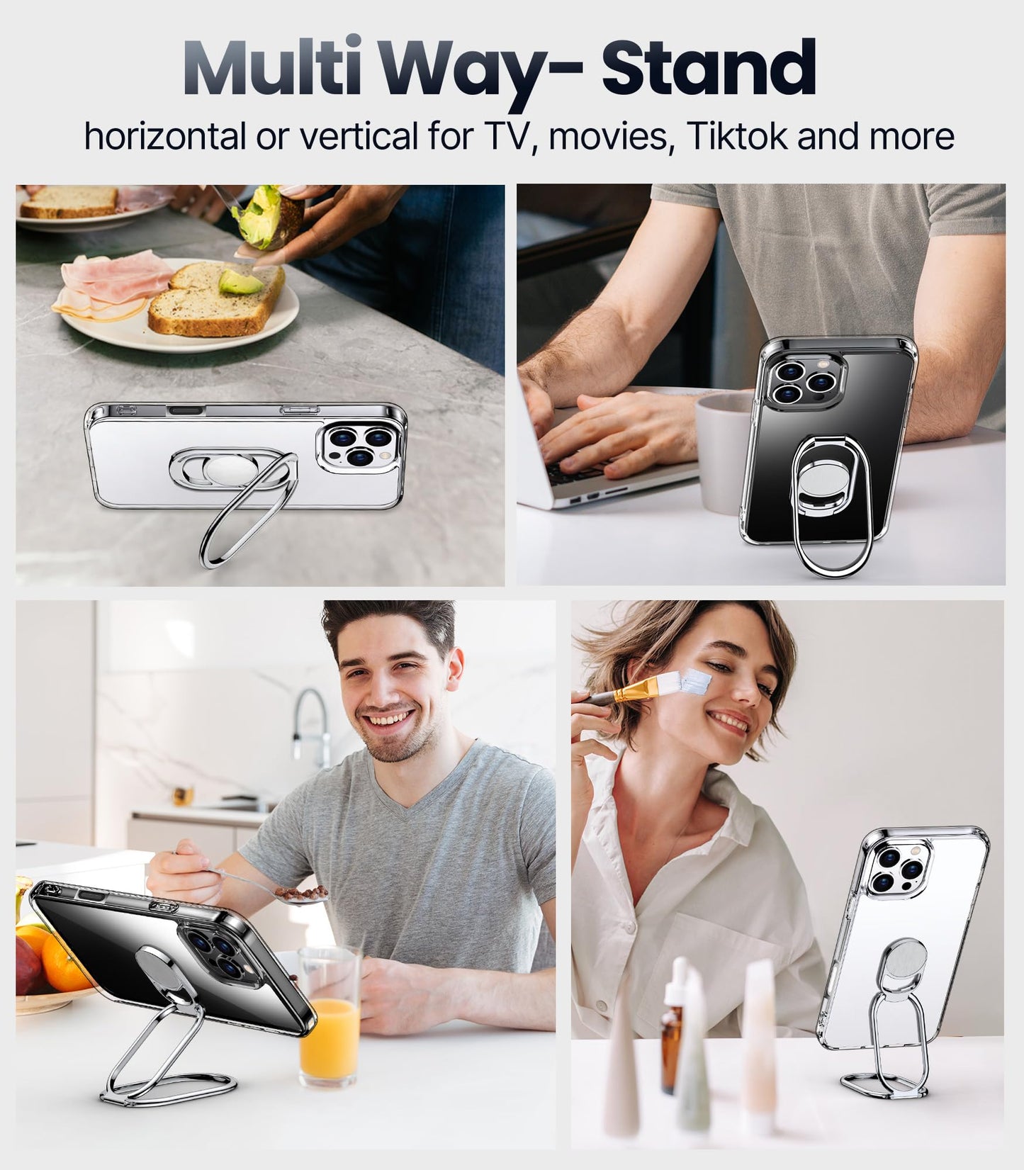 Shields Up For Iphone 16 Pro Case With Stand, Phone Case Clear With Double Ring Holder [Adjustable & Foldable] Shockproof Protec