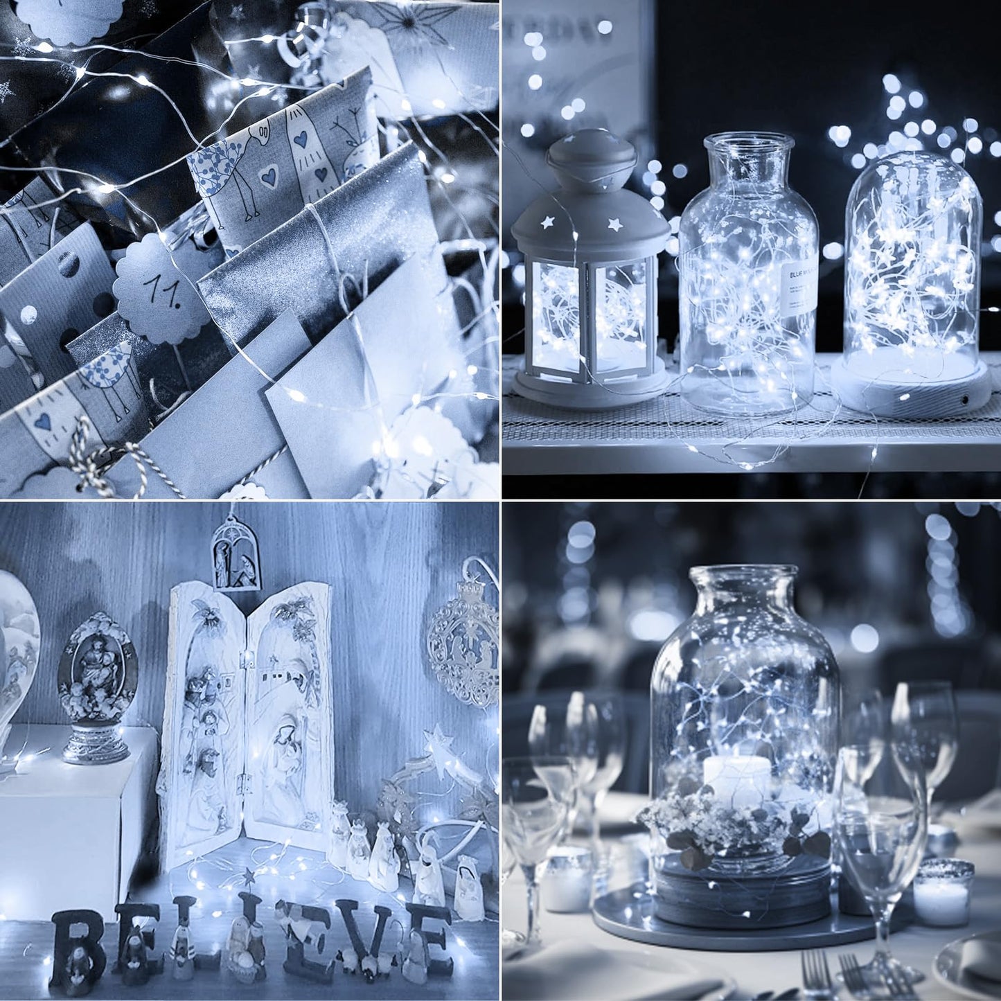 Kolpop 6 Pack Led Fairy Lights, Battery Operated, Waterproof Mini Twinkle String Lights, Cool White For Christmas Party Decor
