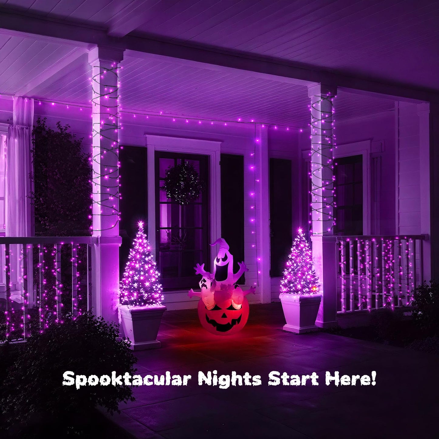 Wbao Halloween Lights 500Led 174Ft  Super Bright Led Halloween String Lights With Ul Certified  8 Lighting Modes  Timer  Memory & Waterproof For Indoor Outdoor Holiday Party Decorations  Purple