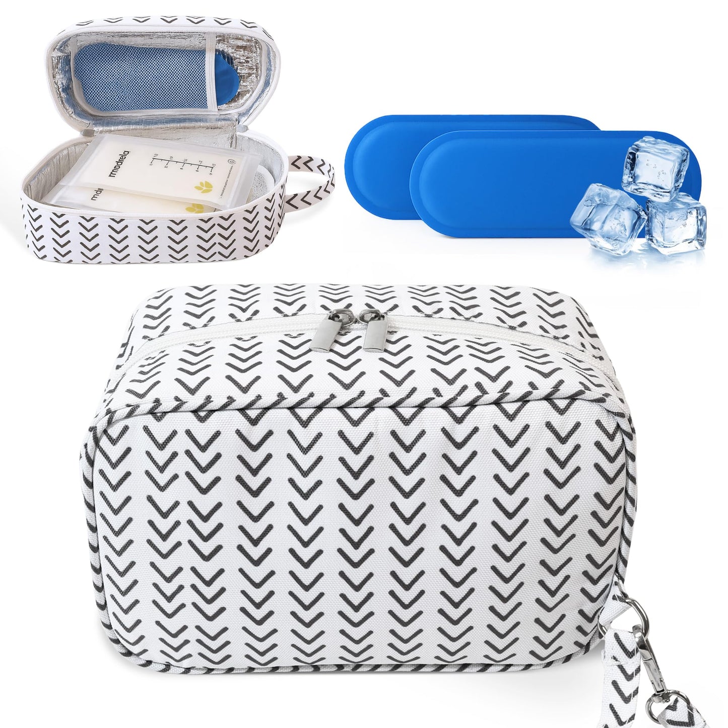 Breastmilk Cooler Bag with Ice Packs – Insulated Travel Bag for Breast Milk Storage – Keeps Milk Cold up to 8 Hours – Portable for Nursing Moms, Daycare, Work, and Travel with Detachable Wrist Strap