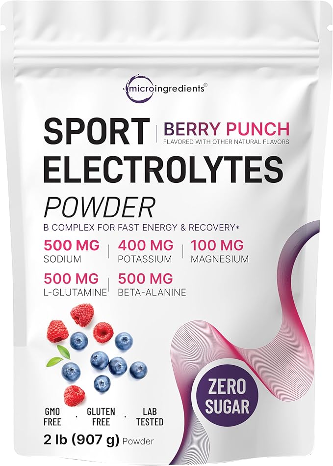 Micro Ingredients Electrolytes Powder, 2 lbs | 90 Servings | Sugar Free Workout Hydration | Potassium, Sodium, L-Glutamin...