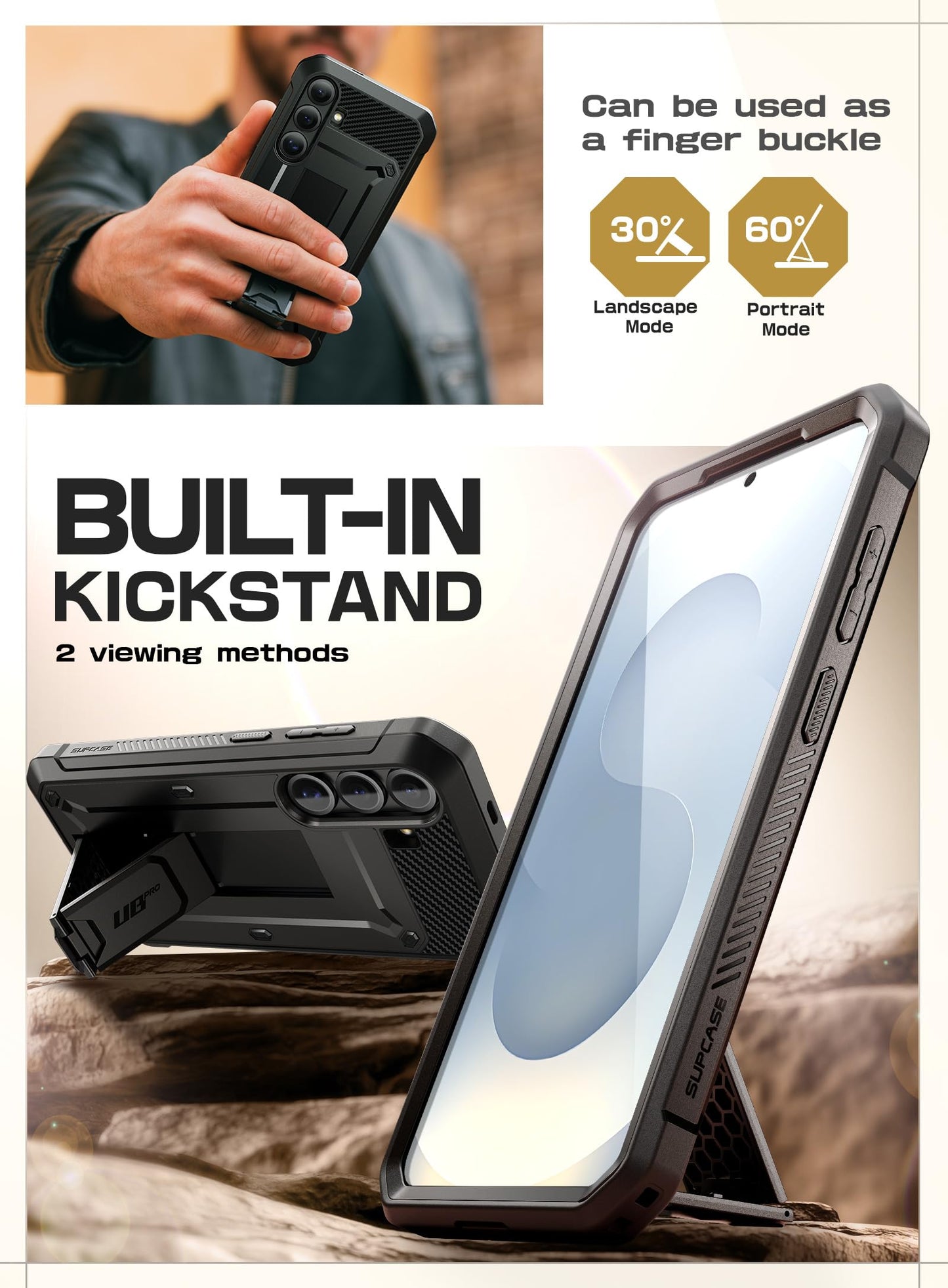 Supcase For Samsung Galaxy S25 Fe Case With Stand & Belt-Clip (Unicorn Beetle Pro), [Built-In Screen Protector] [Military-Grade