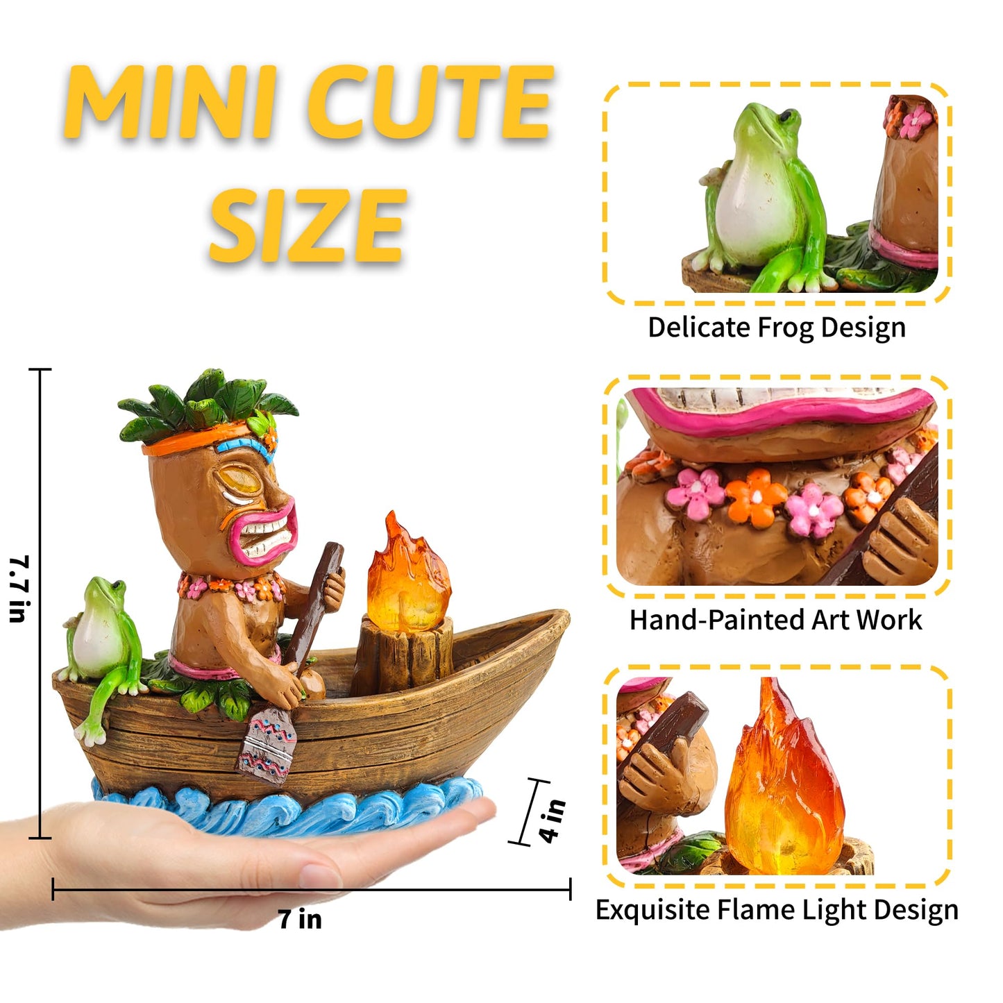 Cffownug Solar Tiki Outdoor Statues: Funny Tiki Bar Decor With Solar Light Outside Decoration For Lawn Yard Patio Garden Gifts For Housewarming (Boating)