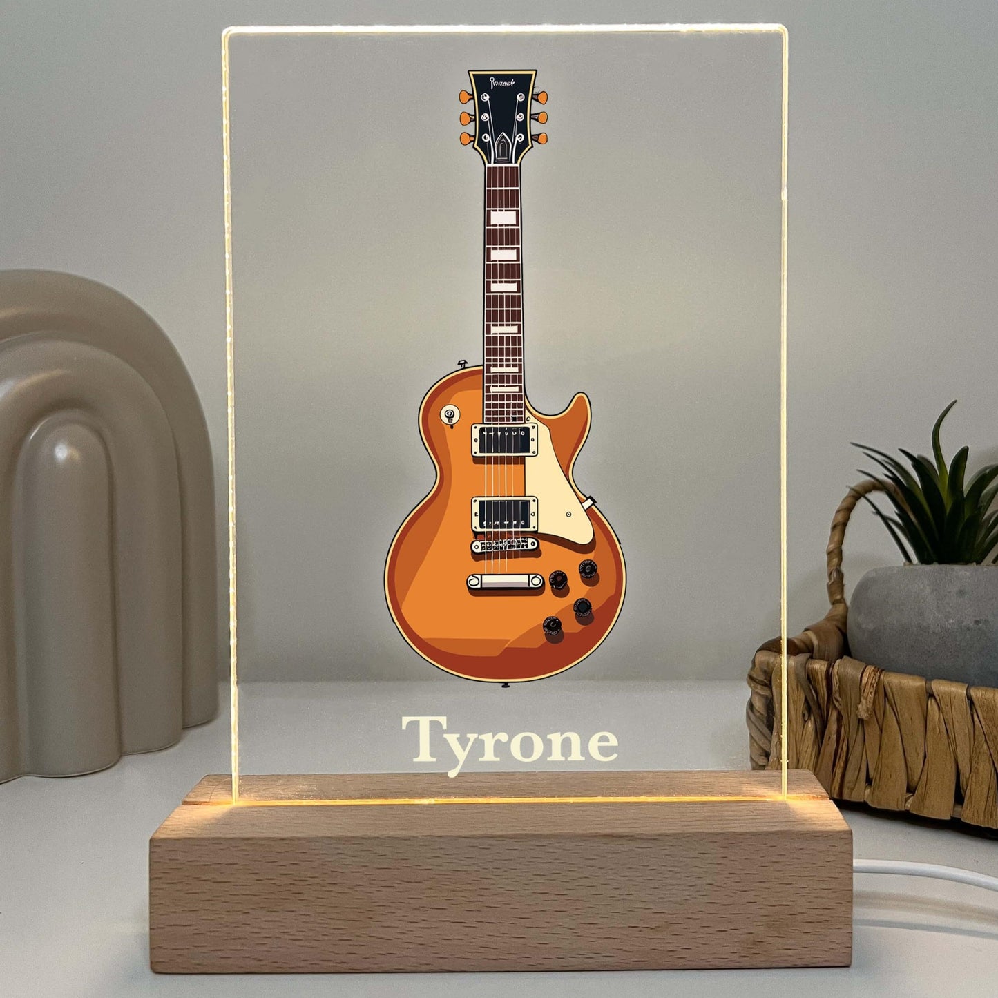 Mirror Mania Personalized Electric Guitar Nightlight Music Theme Middle High School Concert Band Club Members Kids Teens Custom Birthday Guitarist Musician Night Light Led Light Up Gift Made In Usa