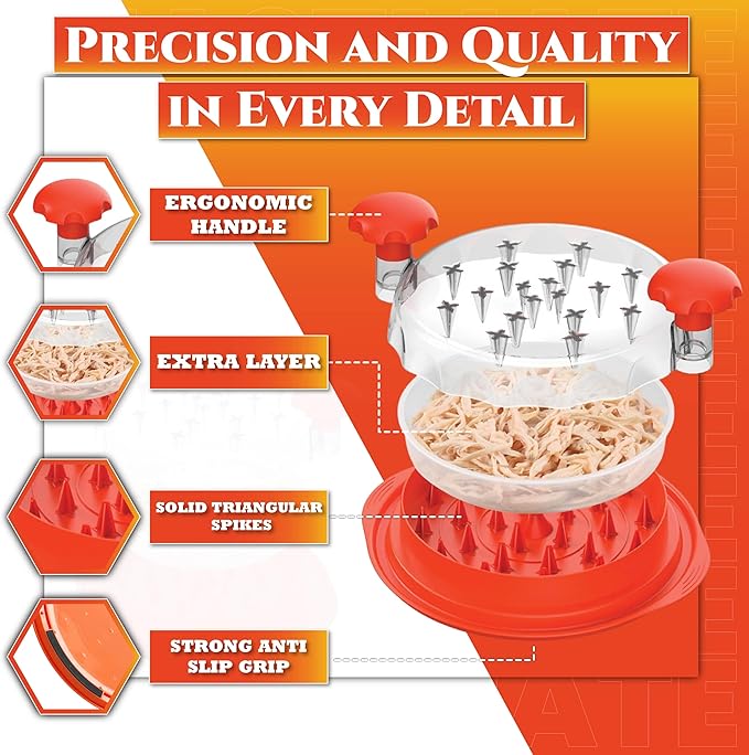 Orange Chicken Shredder Tool Twist Large 10” Meat Shredder, Extra Plate – shredder food, meat shredder tool twist, meat grinder, desmenuzador de carne, desmenuzador de pollo
