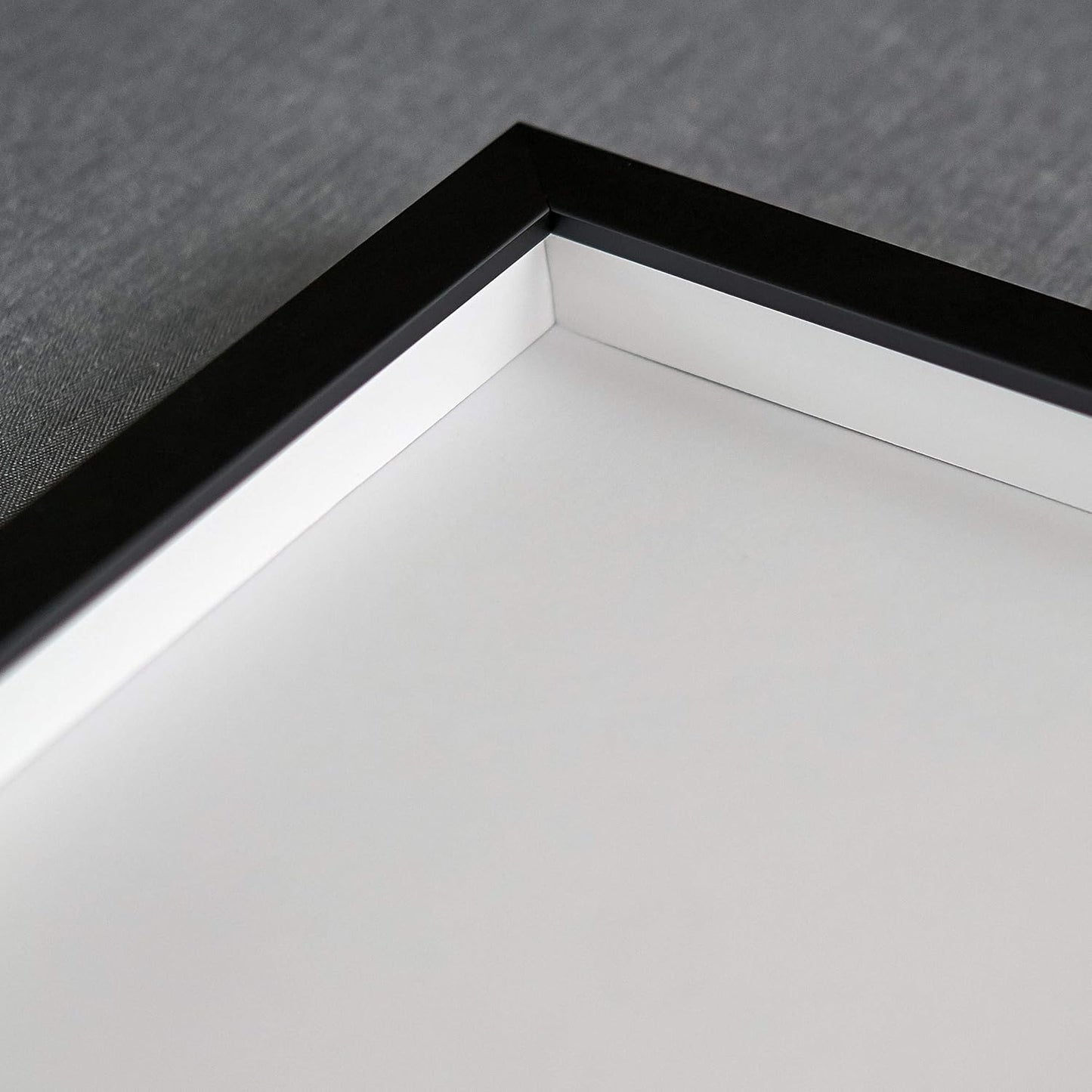 20x38.5 Shadow Box Black Solid Wood Display Frame with White Acid-Free Backing UV Acrylic & Hanging Hardware - with 3/4" Usable Depth