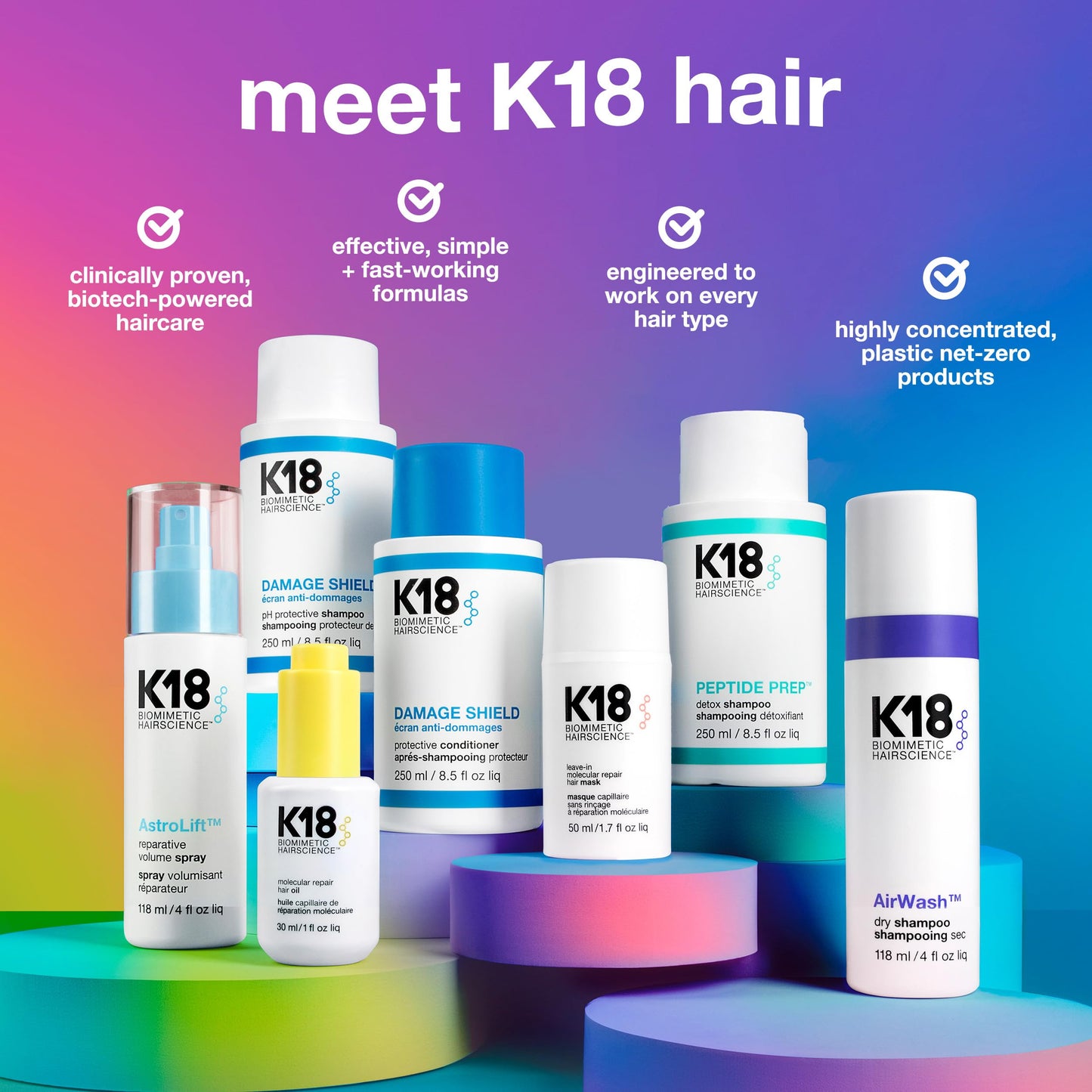 K18 AstroLift Reparative Volume Spray, 2-Day Hair Thickening + Hold For Thin, Fine, Fragile Hair, Non-Sticky, Non-Crunchy, Humid