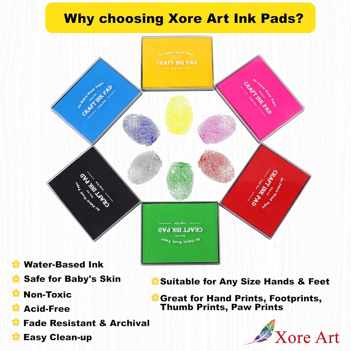 5"x4'' Large Ink Pad Washable Stamp Ink Pad for Baby Footprint Handprint with 30ml Premium Refill Ink (Red)