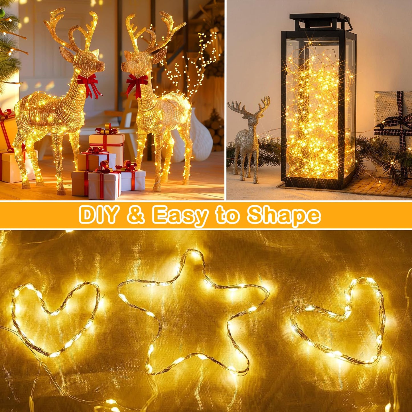 Decute 164Ft 500Led Warm White Dimmable Christmas Fairy String Lights With Remote Control, Copper Wire, Ul Certified
