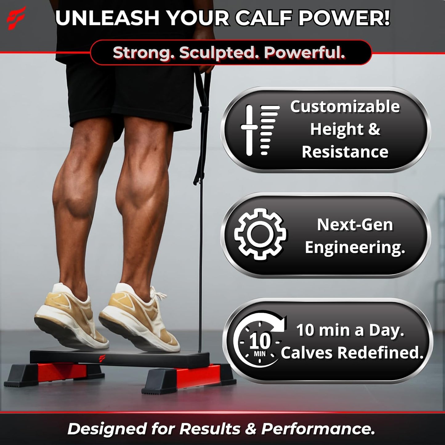 Pro Adjustable Calf Raise Block – Versatile Workout Platform for Calves, Legs & Upper Body – Raises, Squats, Stretches – Anti-Slip Bar, Band Compatible – Home Gym Equipment