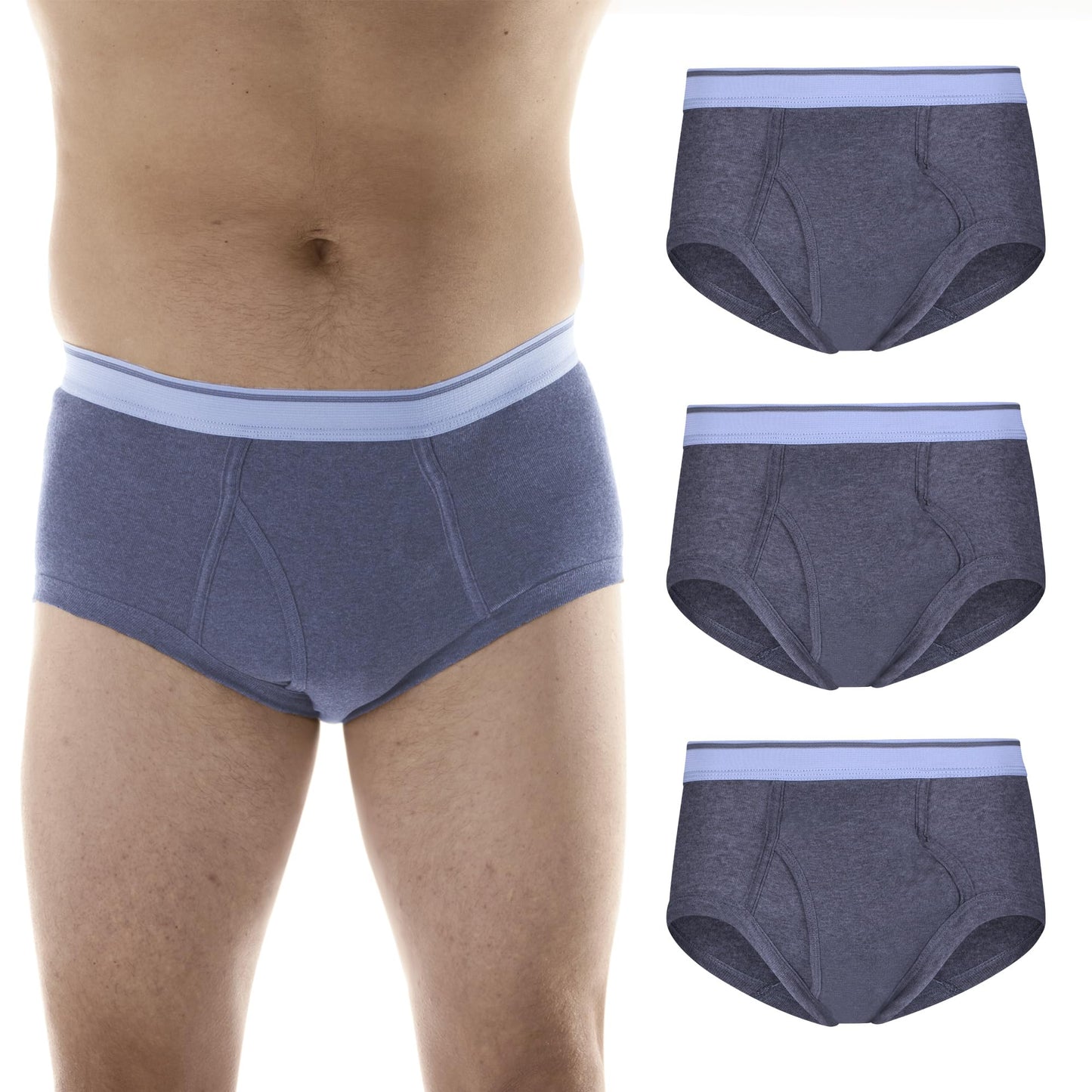 Wearever Incontinence Underwear for Men - Reusable & Washable Men's Bladder Control Briefs with Regular Absorbency - Leak Proof Underwear 150 ml (Pack of 3) (Gray) (M)