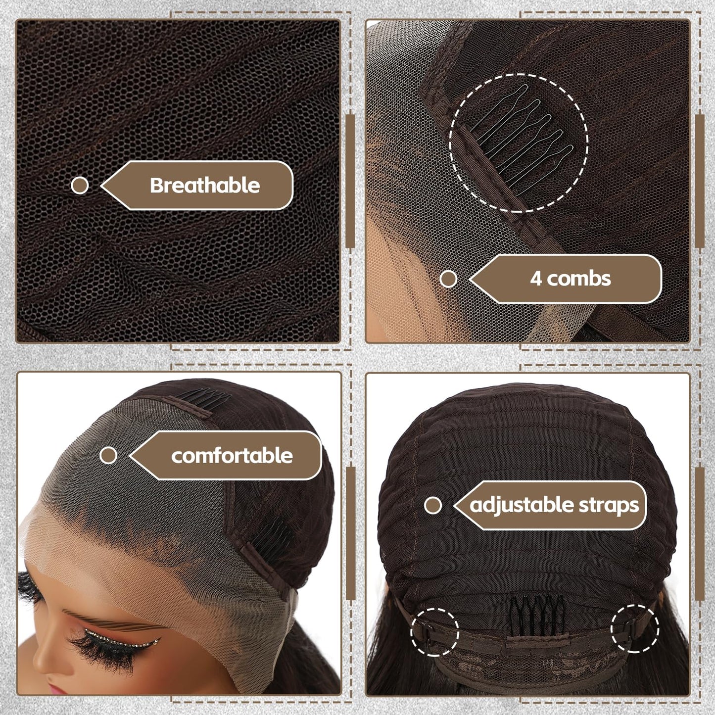 BABEHERS Chocolate Brown Lace Front Wig for Women 13x4 Long Wavy Synthetic Wigs Pre-plucked Natural Hairline Lightweight Heat Re