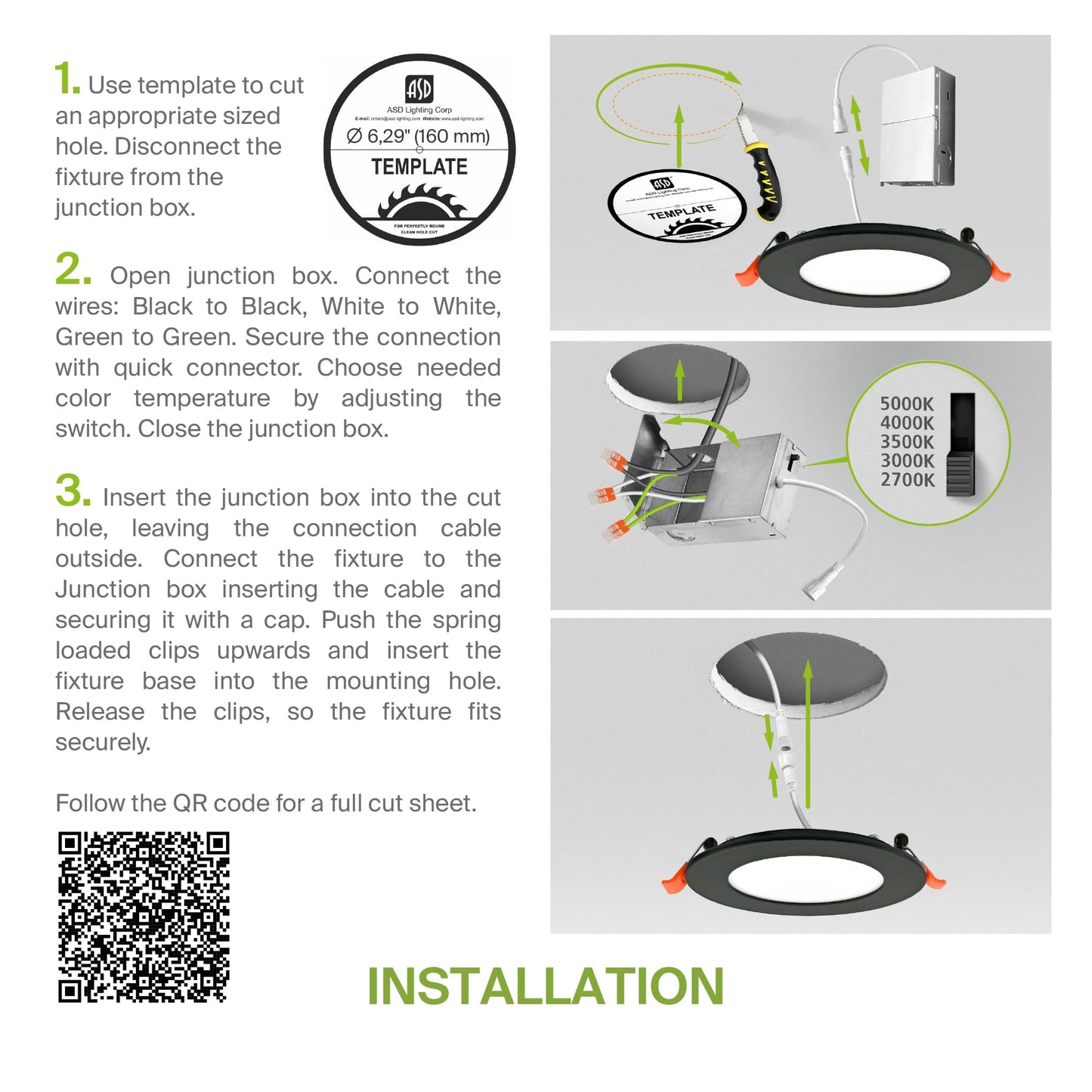 Asd 6 Pack Led Recessed Lighting 6 Inch 12W  5 Cct 2700K-5000K Cri90+  Ic Rated Ultra Thin Dimmable Ceiling Lights With J Box  Canless Wafer Downlight  Round Slim Panel Light  Energy Star Etl  Black