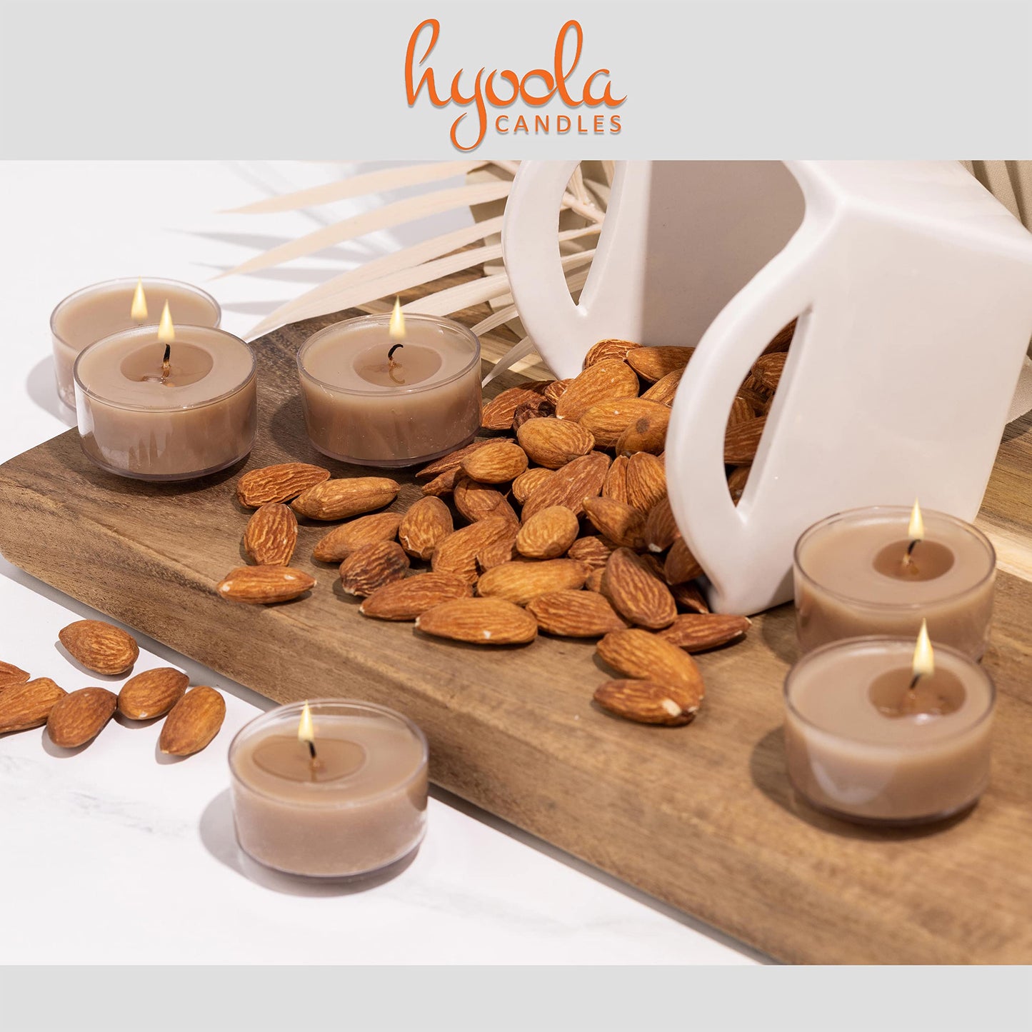 Hyoola Scented Tealight Candles - Roasted Almonds - 15 Pack - 6 Hour Burn Time - Clear Cup - Model H10213