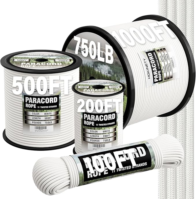 HOKINETY Paracord Rope 750 - Parachute para Cord 4mm 11 Strand Spool Rope Utility Nylon String for Outdoor Camping Surviva...