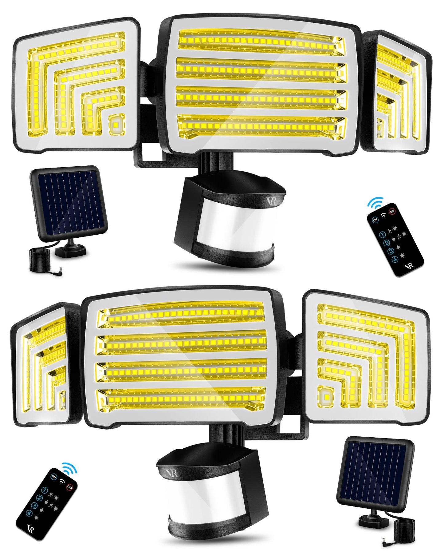 Vensstnor Solar Motion Sensor Flood Lights Outdoor - 4000Lm 4 Lighting Modes  72Ft Sensing Distance  Split 3000Mah Solar Panel  Ip65 Security Lights With Remote For Porch Yard Patio Garage 2Pack