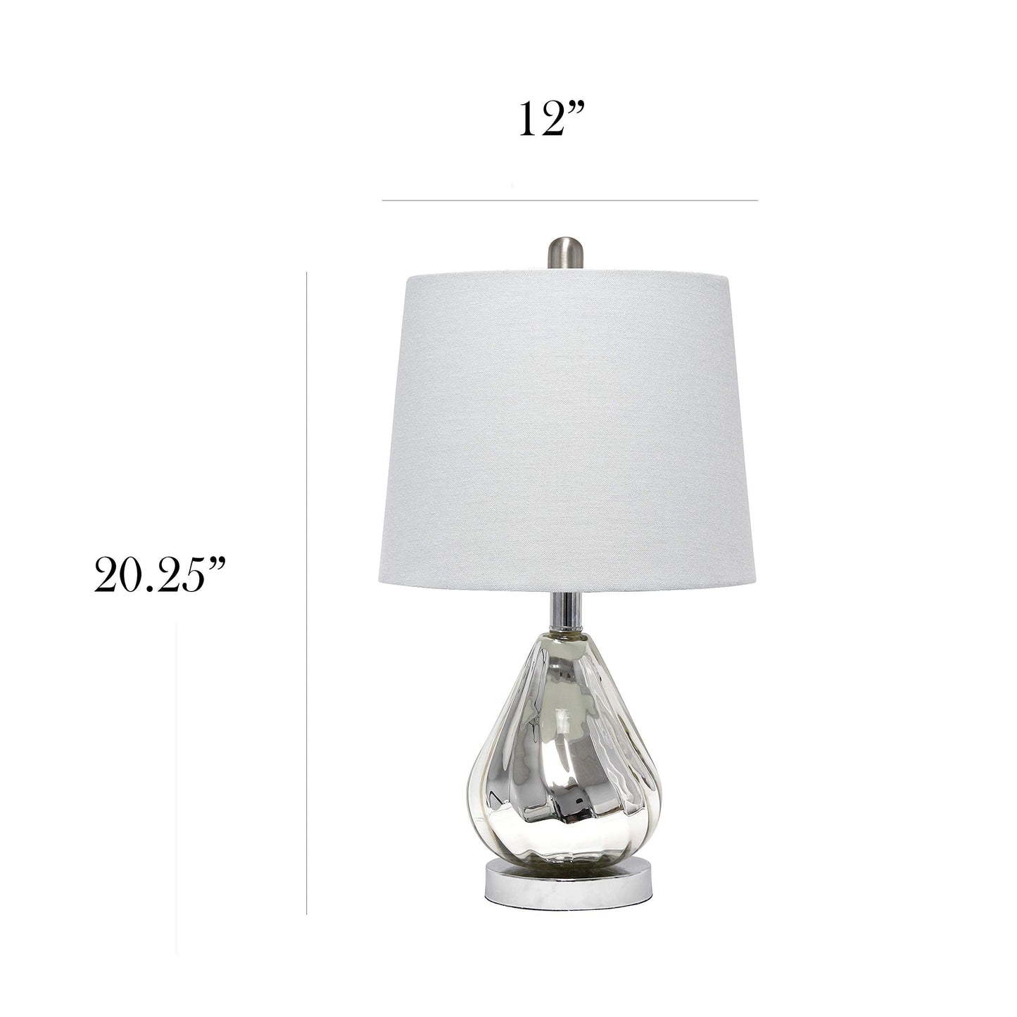 Elegant Designs LT3319-GRY Chrome Ripple Table Lamp, Glass, Gray Shade